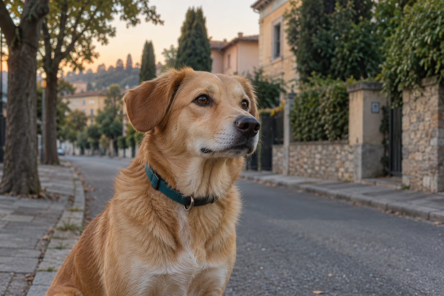 Un cane in attesa di ritrovare la sua famiglia